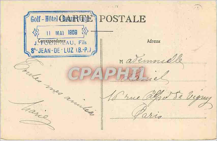 CPA St Jean de Luz Eglise de Ciboure  — Verso