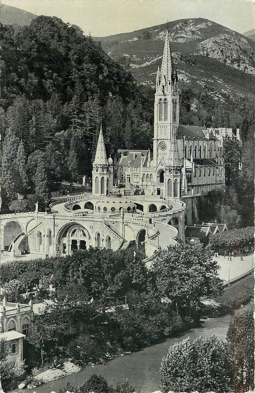 CPA Lourdes La Basilique et le Gave 