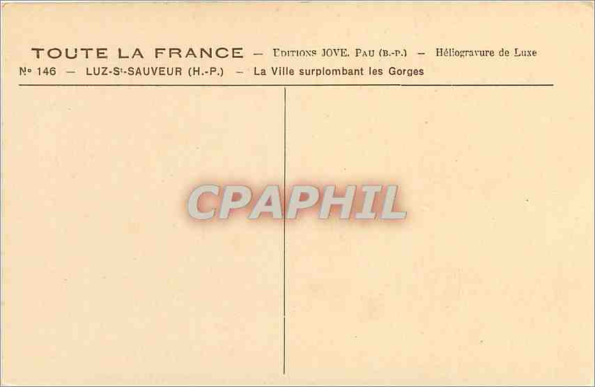 Luz-Saint-Sauveur (H.-P.) — Ansicht über die Schluchten — Éditions Jove, Pau (B.-P.) — Rückseite