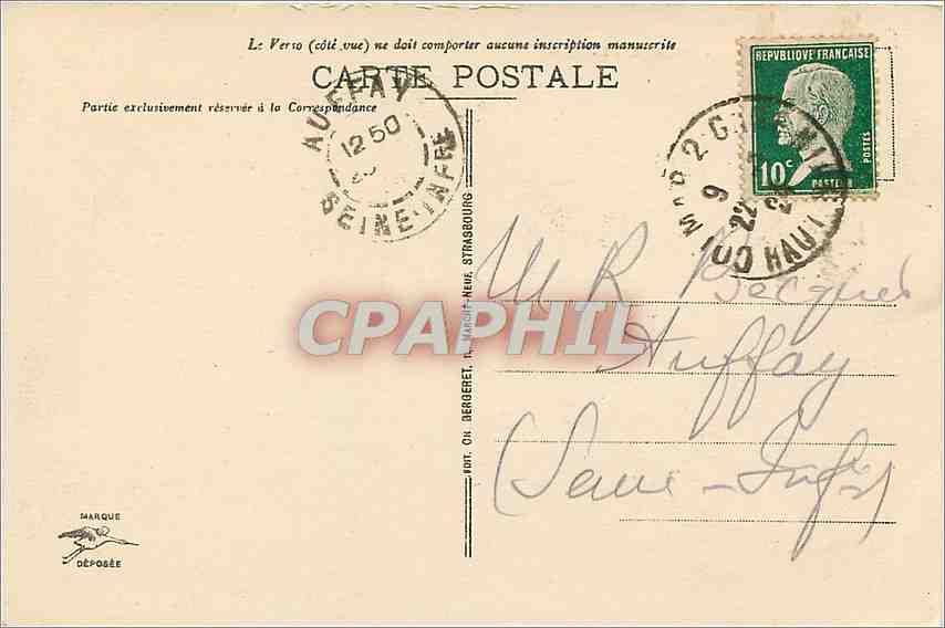 CPA Colmar La Poste  — Rückseite