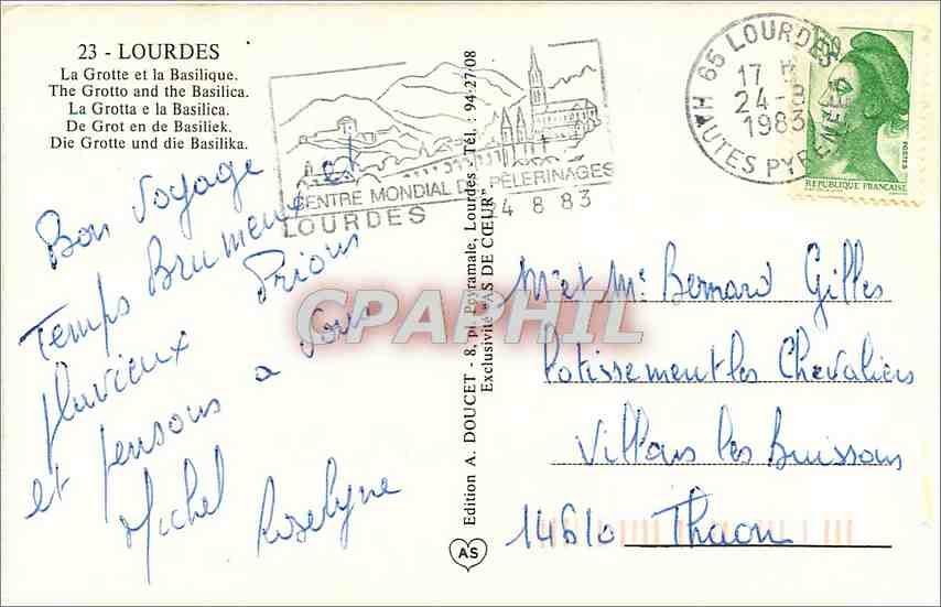CPA Lourdes La Grotte et la Basiique  — Verso