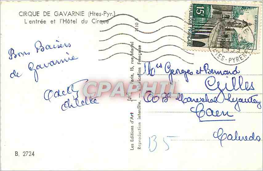 CPA Cirque de Gavarnie Htes Pyr L'entree et l'Hotel du Cirque  — Verso