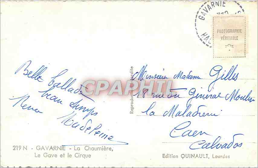 CPA Gavarnie La Chaumiere Le Gave et le Cirque  — Rückseite