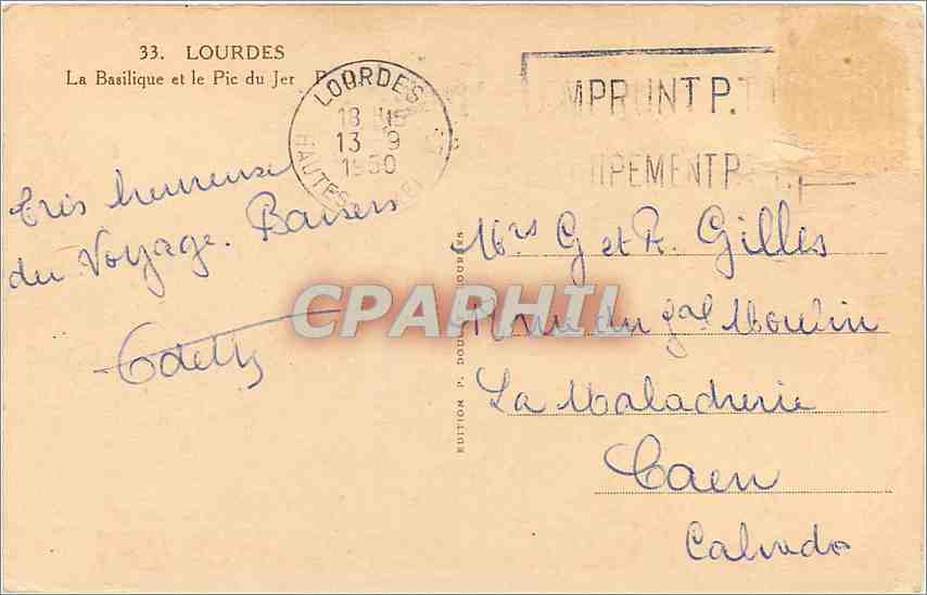 CPA Lourdes La Basilique et le Pic du Jer  — Verso
