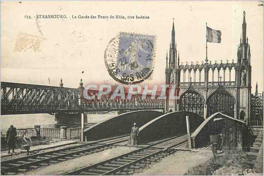 CPA Strasbourg La Garde des Ponts du Rhiun rive badoise 