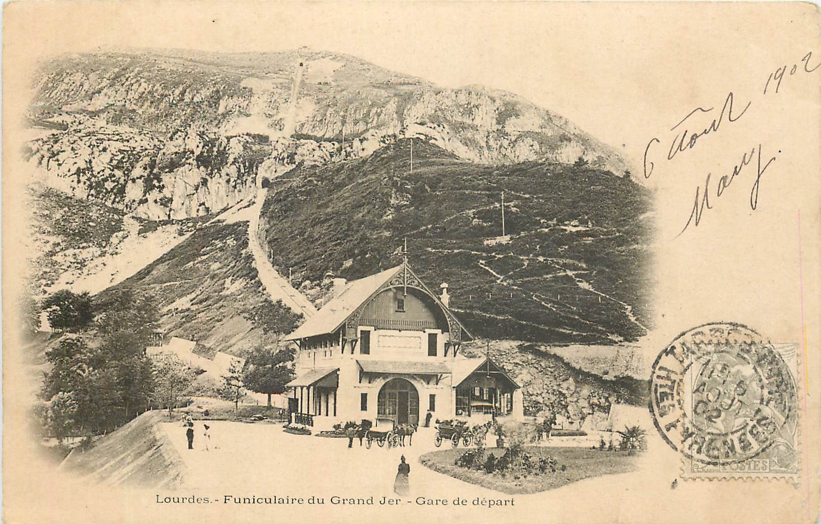 CPA Lourdes Funiculaire du Grand Jer Gare de depart 