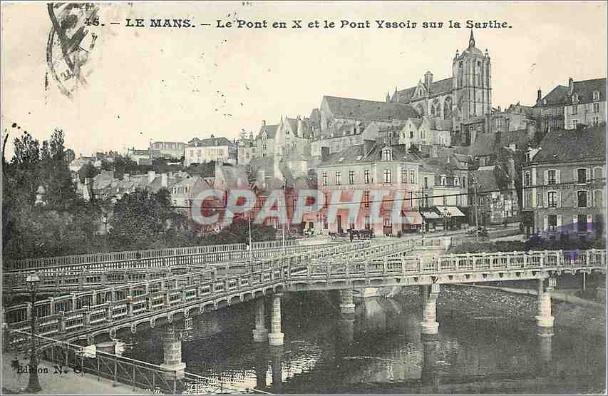 CPA Le Mans Le Pont en X et le Pont Yssoir sur la Sarthe 