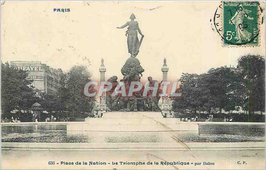 CPA Paris Place de la Nation Le Triomphe de la Republique par Dalou 