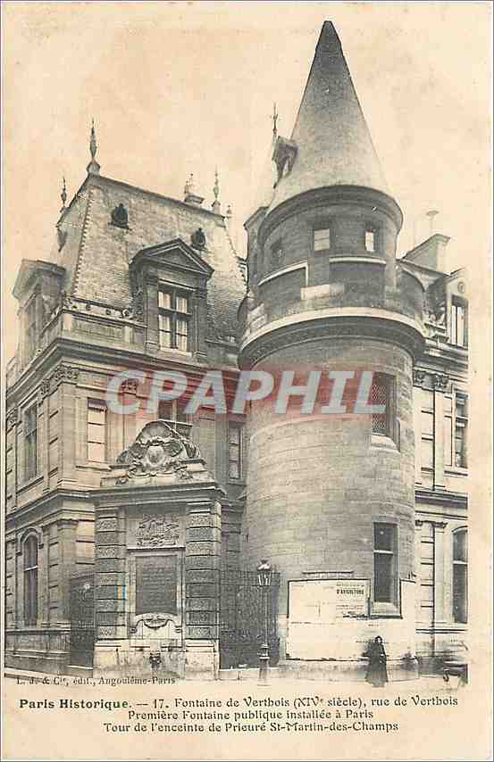 CPA Paris Historique Fontaine de Vertbois Rue de Vertbois Premiere fontaine publique installee a Par