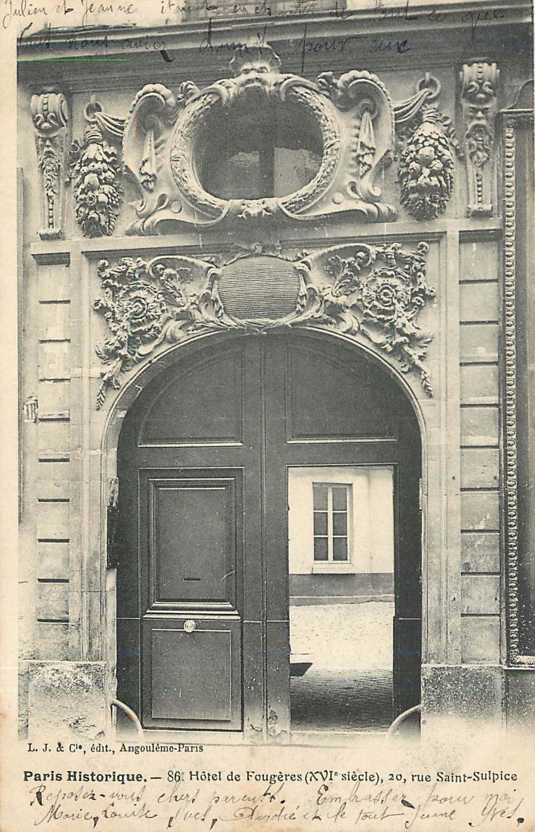 CPA Paris Historique Hotel de Fougeres rue Saint Sulpice 