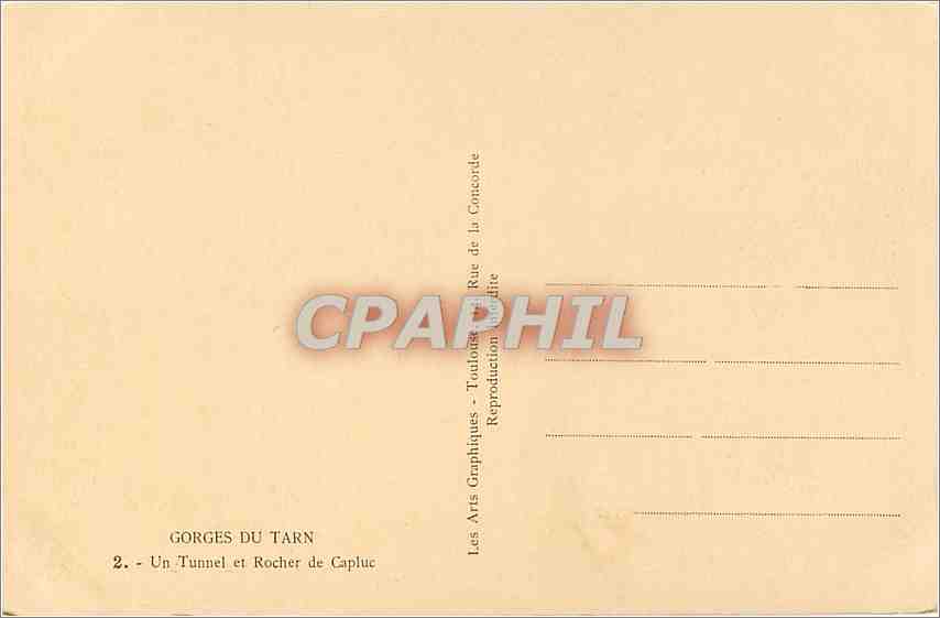 CPA Gorges du Tarn Un Tunnel et Rocher de Capluc  — Rückseite