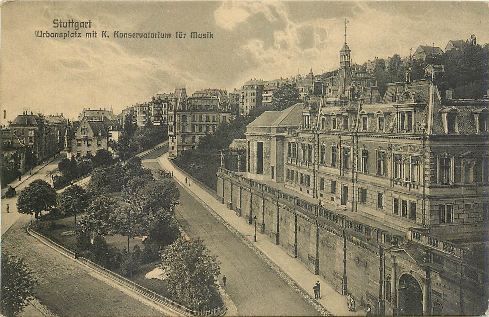 CPA Stuttgart Urbansplatz mit K Konservatoriom for Musik 