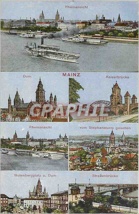 CPA Mainz Rheinansicht Dom Kaiserbrucke 