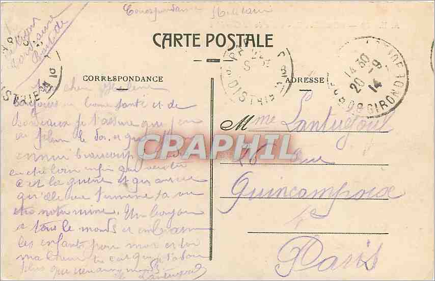 CPA Bordeaux Place de la Comedie  — Verso