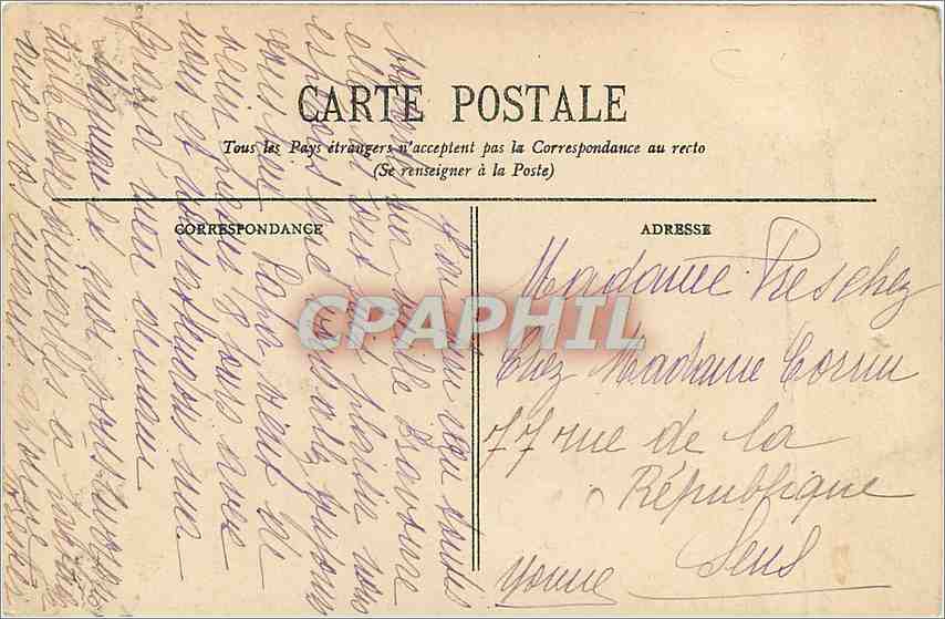 CPA Bordeaux Place de la Comedie  — Verso