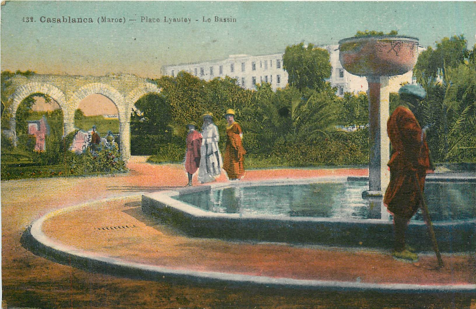 Casablanca (Maroc) — Place Lyautey — Le Bassin — Éditeur : Carte de Tasseries, n° 132