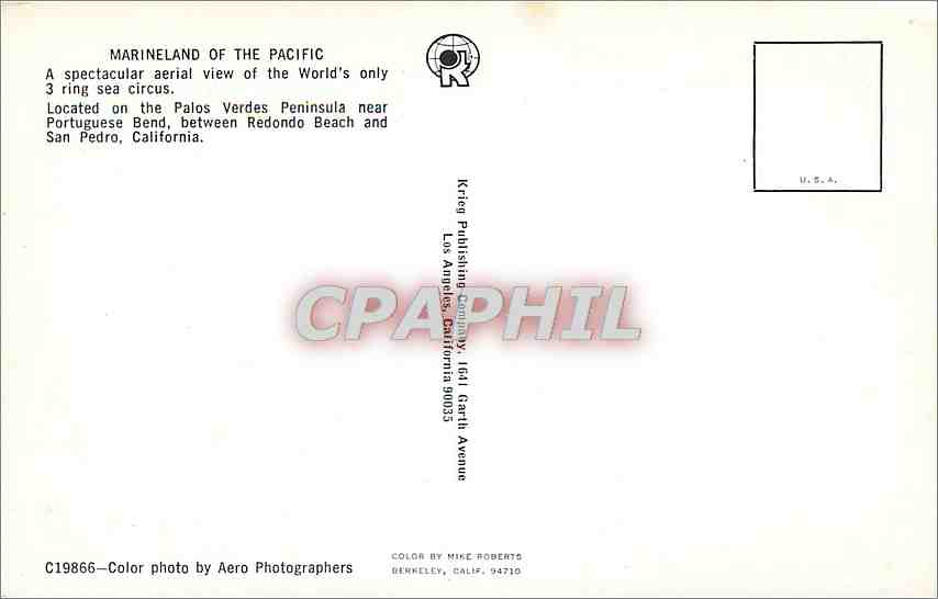 CPA Marineland of the Pacific Located on the Palos Verdes Peninsula Portugal  — Rückseite
