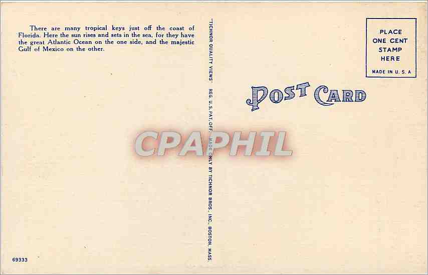 CPA Garden Spot of Key West Florida  — Rückseite