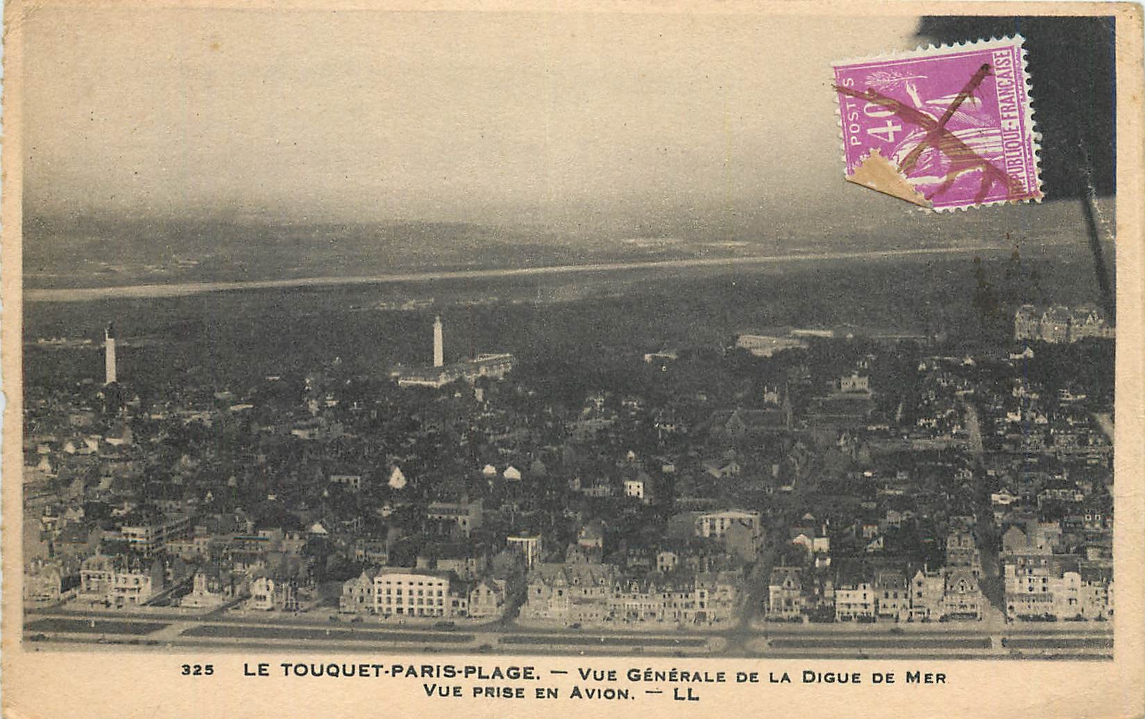 CPA Le Touquet Paris Plage Vue generale de la Digue de Mer Vue prise en avion 