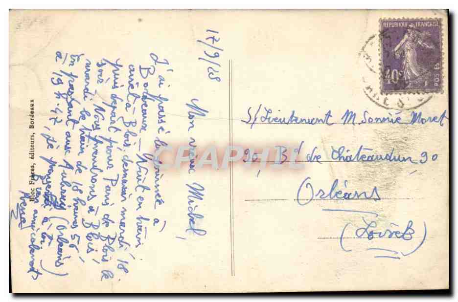 Bordeaux CPA Vue generale de la rade (baetaux) — Verso