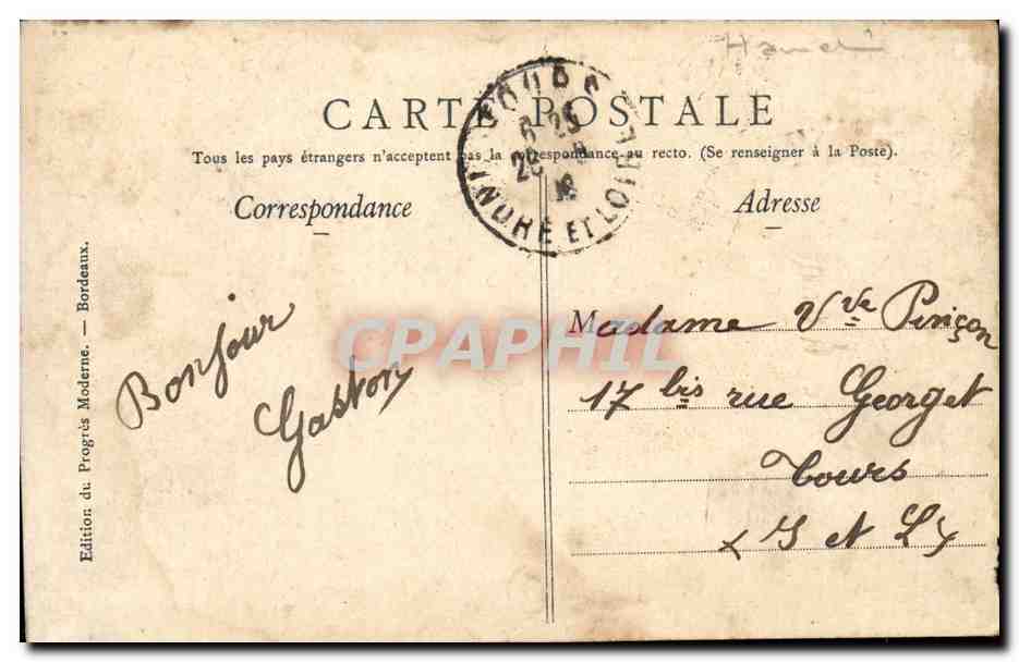 Bordeaux CPA Grand Theatre Place dela comedie — Verso