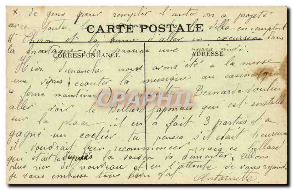 Lamalou les Bains CPA Etablissement thermal — Back