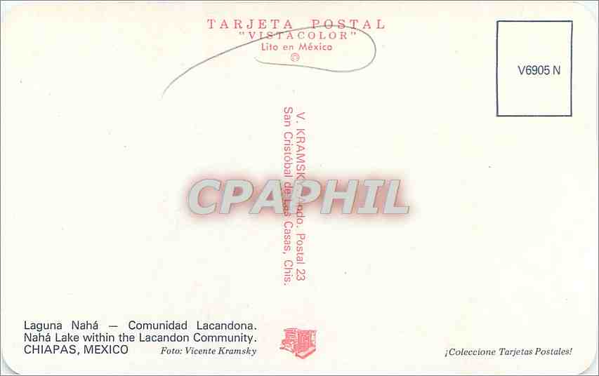 CPA Laguna Naha Comunidad Lacandona Chiapas Mexico  — Rückseite
