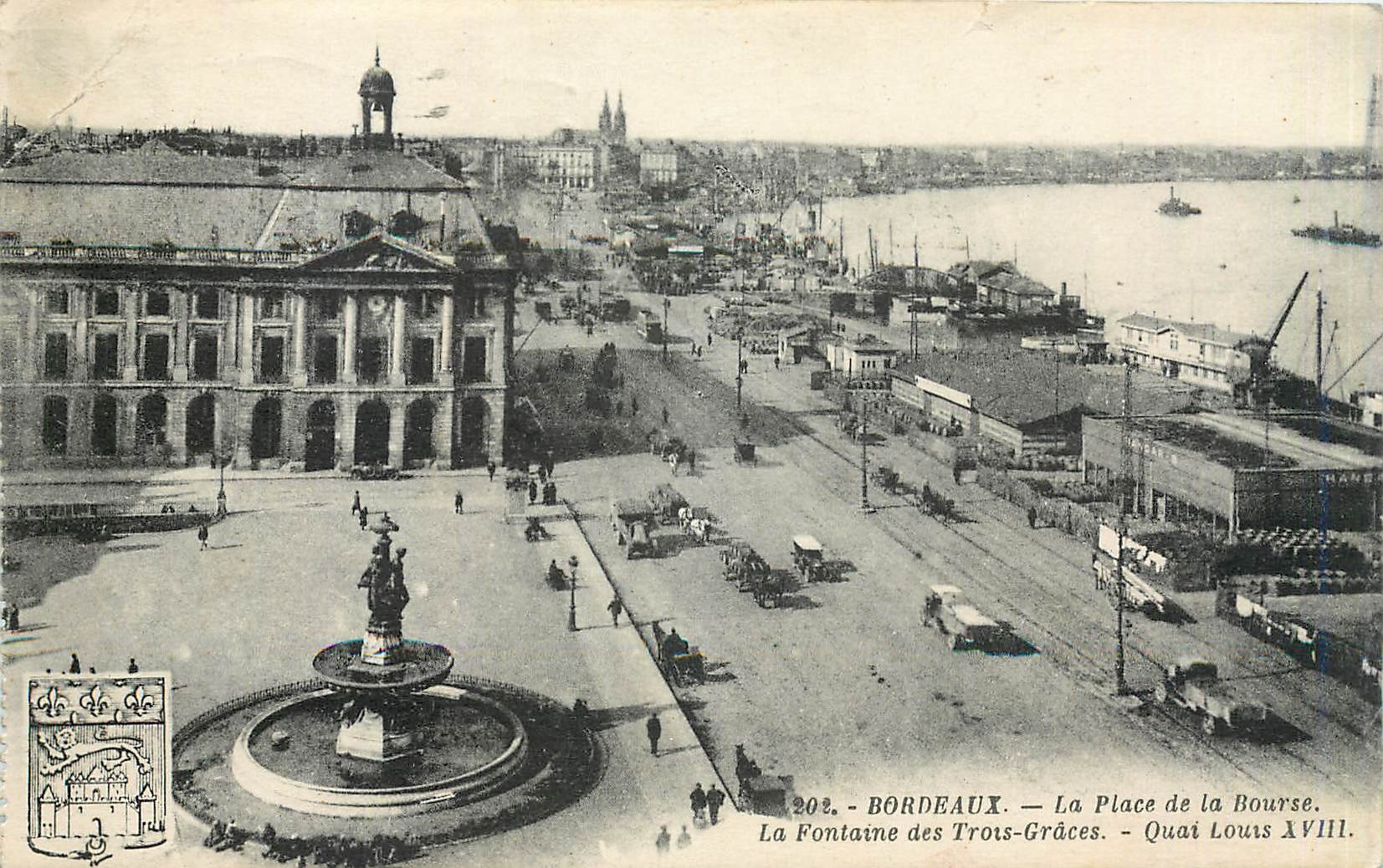 Bordeaux — La Place de la Bourse. La Fontaine des Trois-Grâces — Quai Louis XVIII.