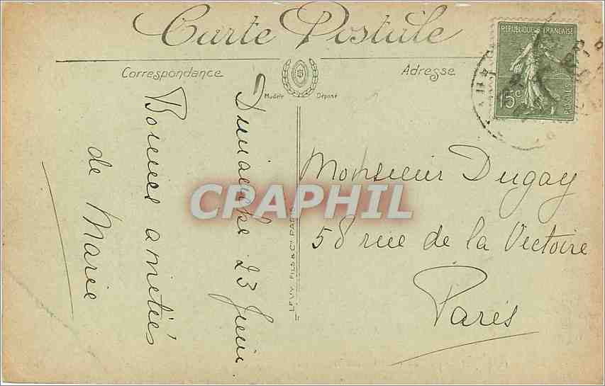 CPA Bordeaux Le Grand Theatre Tramway — Verso