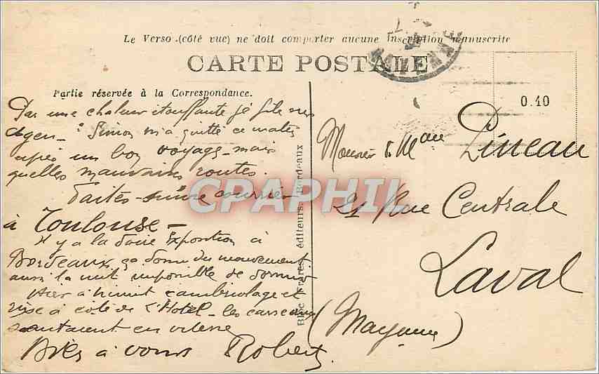 Bordeaux — Le Bassin à flot - BR — Éditeur BR, n° 107 — Rückseite