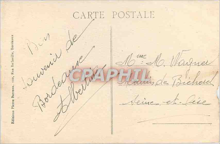 CPA Bordeaux La Gross Cloche  — Verso