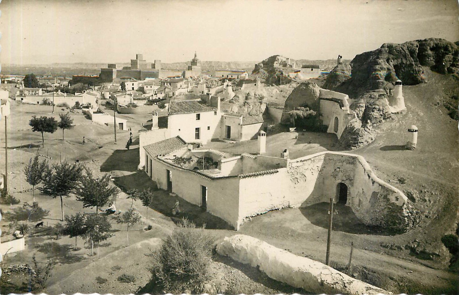CPM Guadix Vue des Grottes Au fond la Alcazaba 