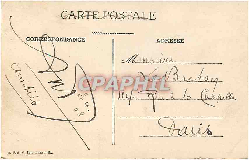 CPA Bordeaux Le Grand Theatre  — Verso