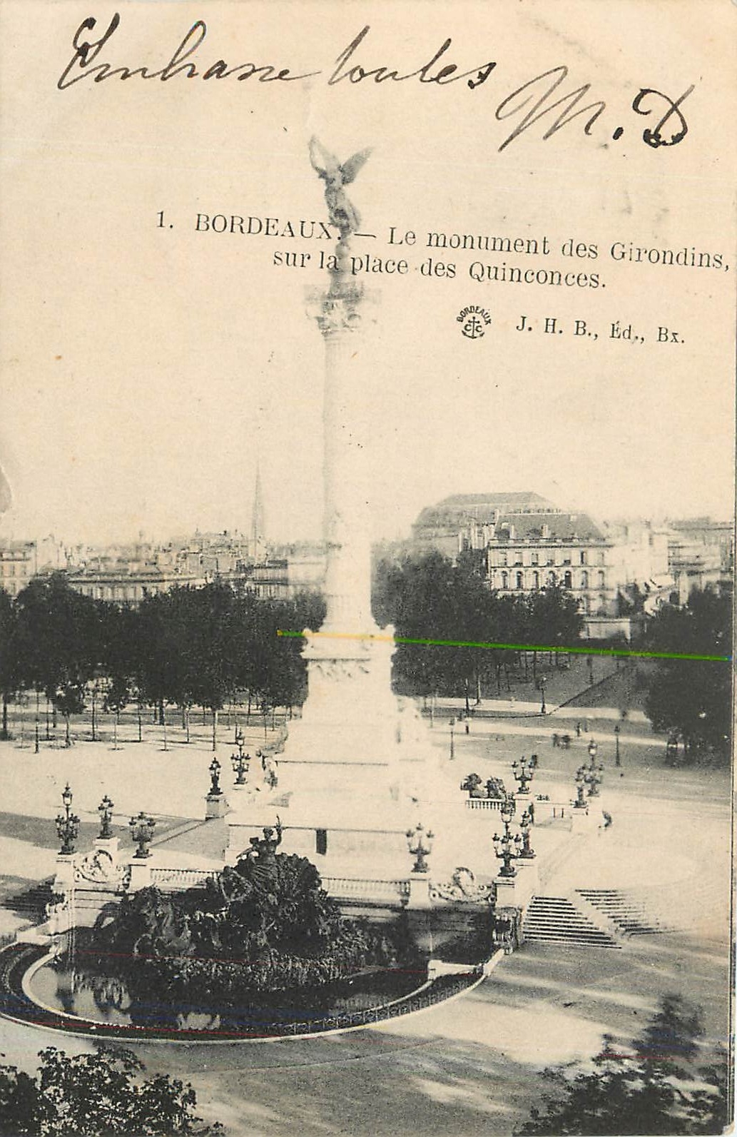 CPA Bordeaux Le Monument des Girondins surl la place des Quinconces 