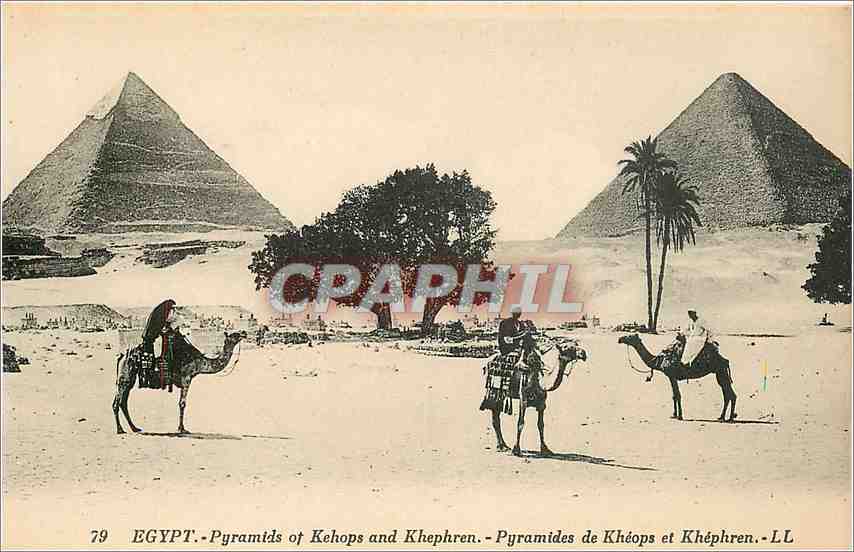 CPA Egypt Pyramids of Kehops and Khephren Pyramides de Kheops et khephren 