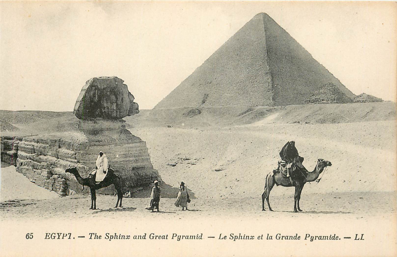 CPA Egypt The Sphinx and Great Pyramid Le Sphinx et la Grande Pyramids 