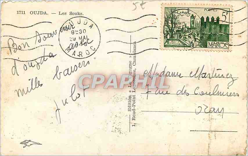 CPA Oujda Les Souks  — Rückseite