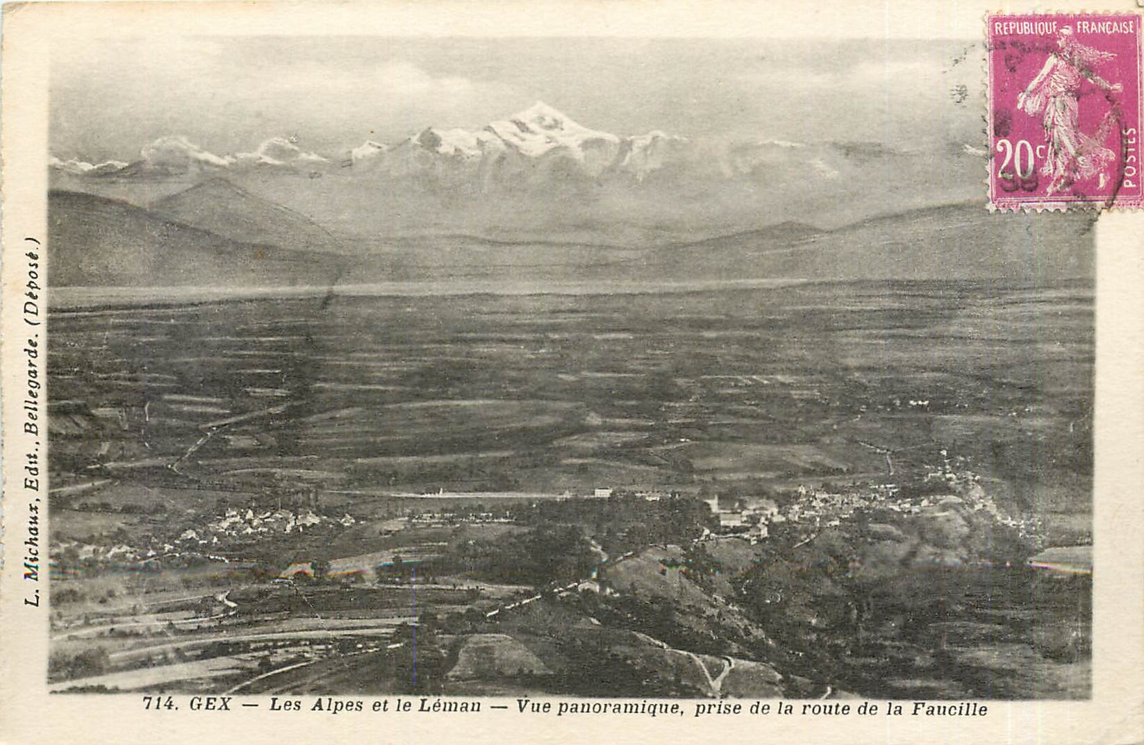 CPA Gex Les Alpes et le Leman Vue panoramique prise de la route de la Faucille 