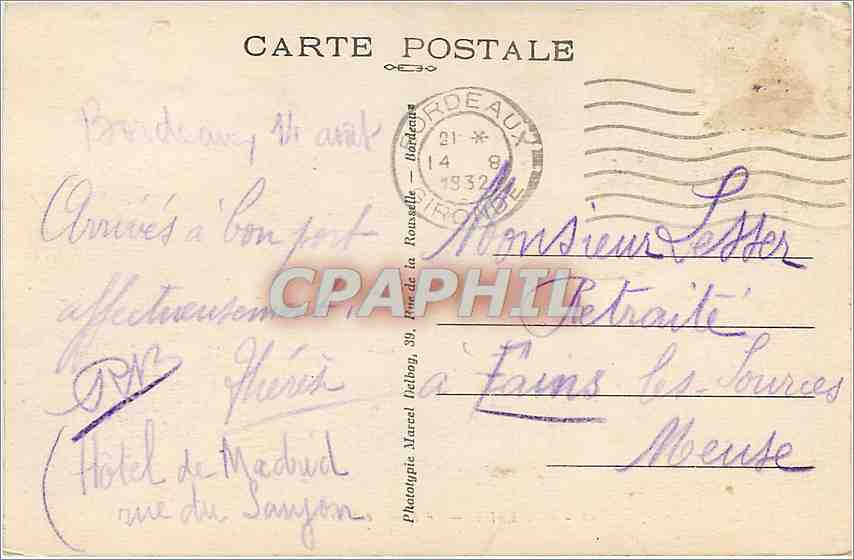 CPA Bordeaux Le Pont de Pierre  — Verso
