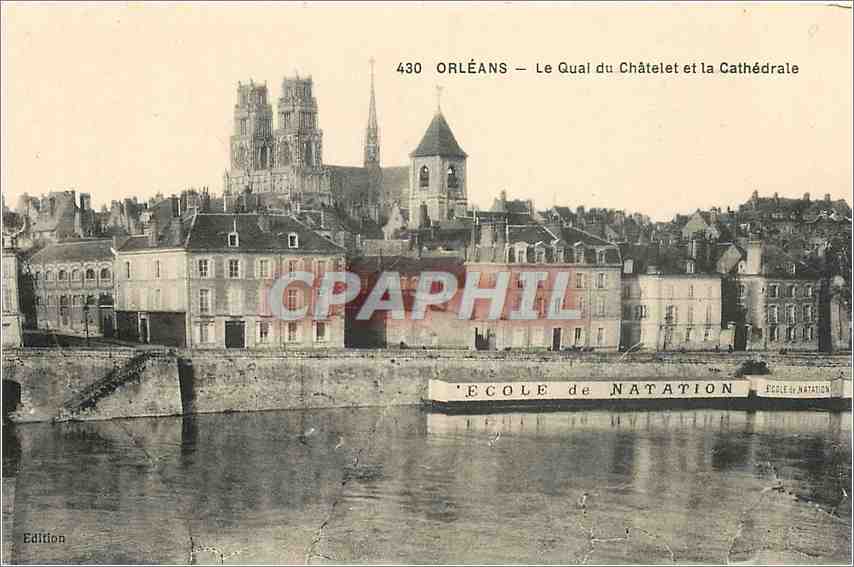 CPA Orleans Le Quai du Chatelet et la Cathedrale 