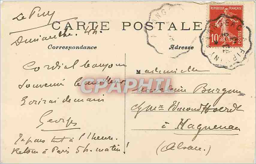 CPA Le Puy en Velay Hte Loiret Rocher St Michel d'Aiguilhe  — Rückseite