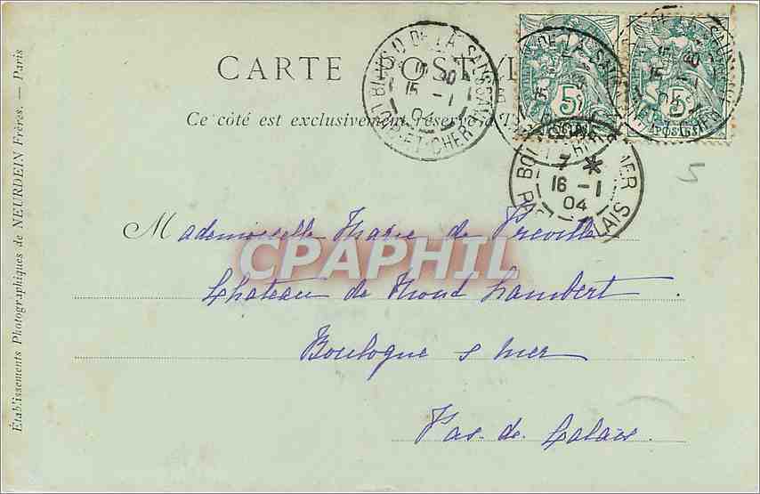CPA Chateau de Blois La Colonnade  — Verso