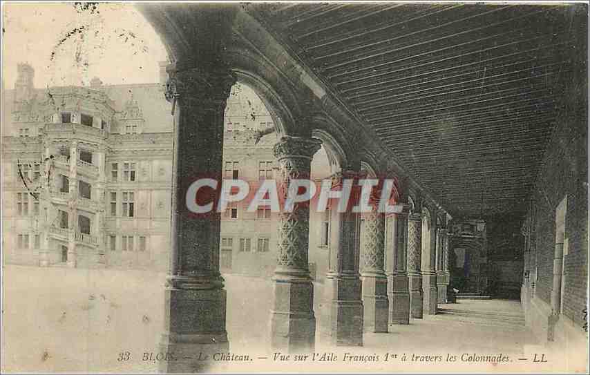 Blois — Le Château — Vue sur l'Aile François 1er à travers les Colonnades — LL