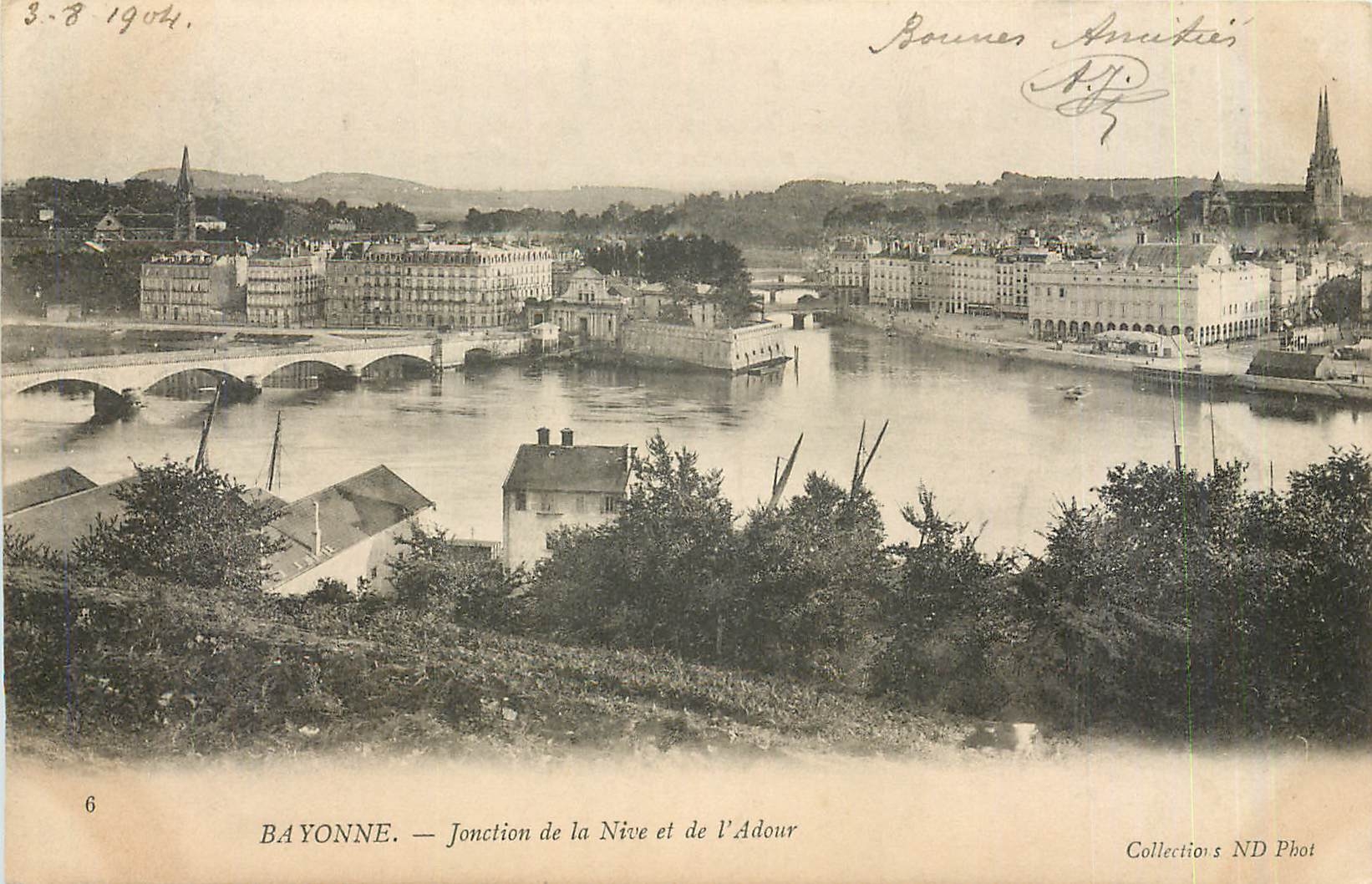 CPA Bayonne Jonction de la Nive et de l'Adour 