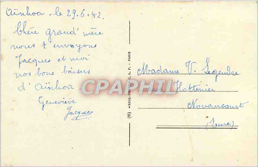 CPA Saint Jean de Luz La Plage prise de la Tour de Bordagain  — Verso