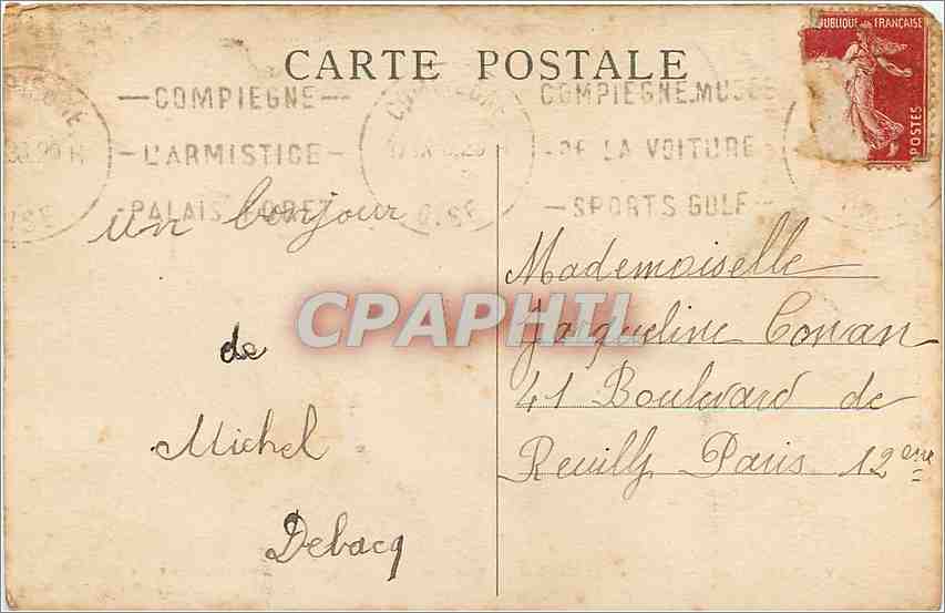 Venette (Oise) — Un train de bateaux passe au barrage, levé pendant les grandes eaux — Edit. Tauveron, Compiegne — Rückseite