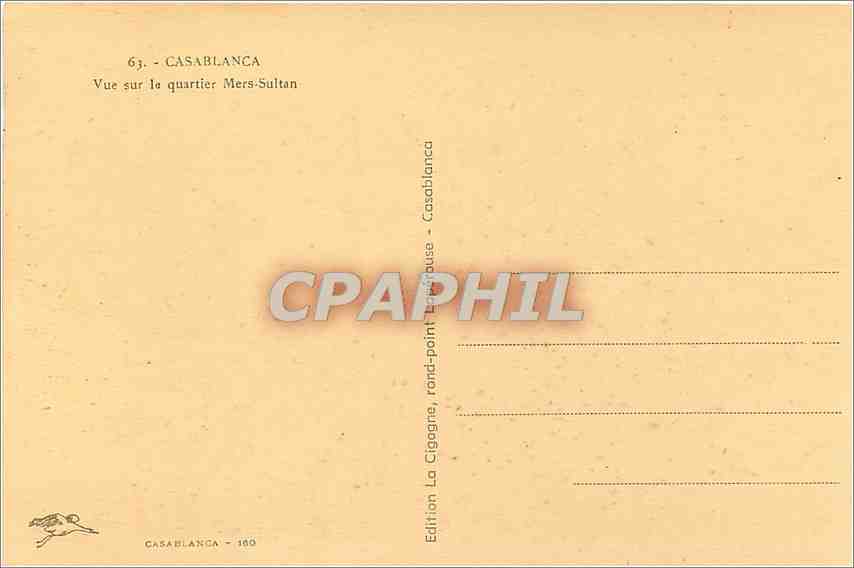 CPA Casablanca Vue sur le quartier Mers Sultan  — Rückseite