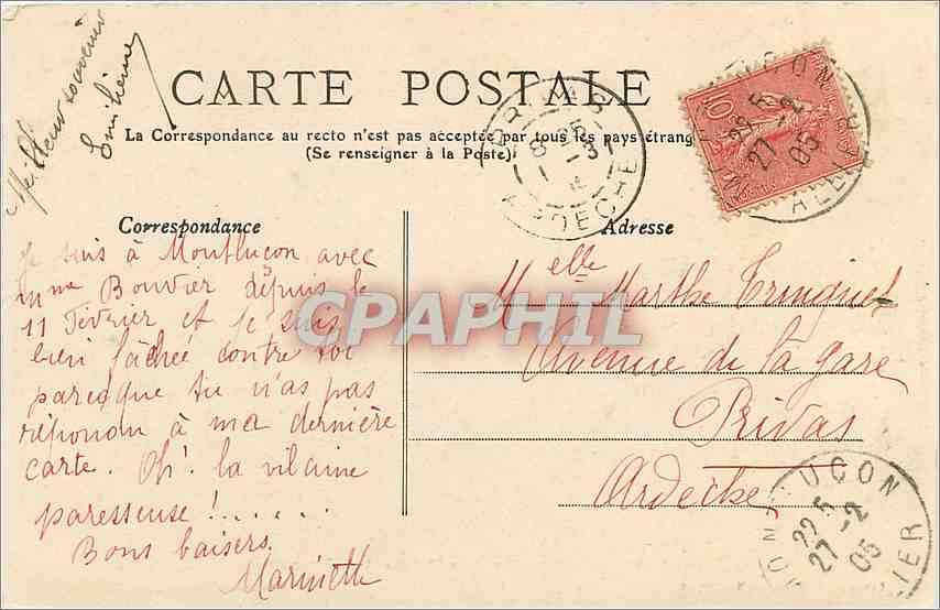 CPA Montlucon Le Vieux Chateau et les Casernes  — Rückseite