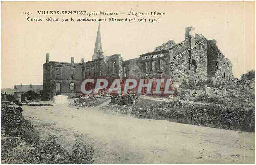 CPA Villers Semeuse pres Mezieres L'Eglise et l'Ecole 