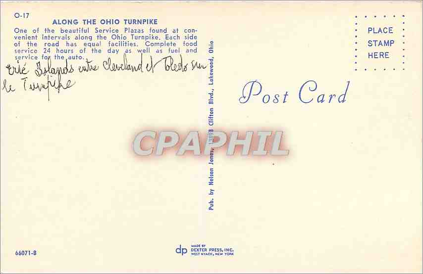 CPA Along the Ohio Turnpike One of the beautifu Service Plaza fount at convenient intervals along th — Back